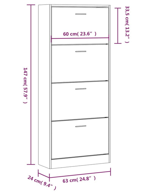 Încărcați imaginea în vizualizatorul Galerie, Pantofar, stejar fumuriu, 63x24x147 cm, lemn compozit
