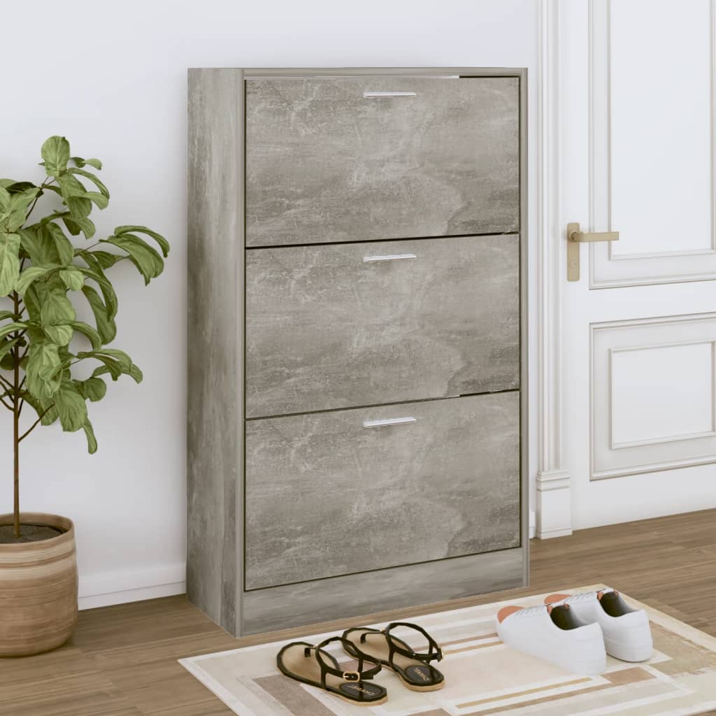 Pantofar, gri beton, 63x24x103 cm, lemn compozit