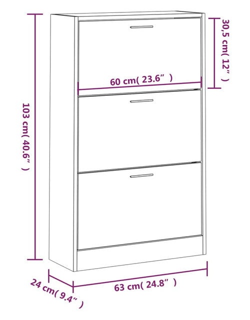 Încărcați imaginea în vizualizatorul Galerie, Pantofar, stejar fumuriu, 63x24x103 cm, lemn compozit
