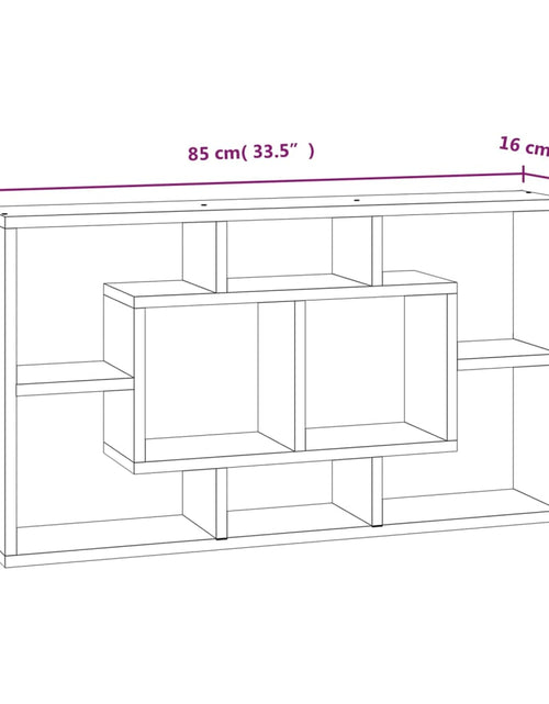 Încărcați imaginea în vizualizatorul Galerie, Raft prezentare suspendat pe perete 8 compartimente, gri beton
