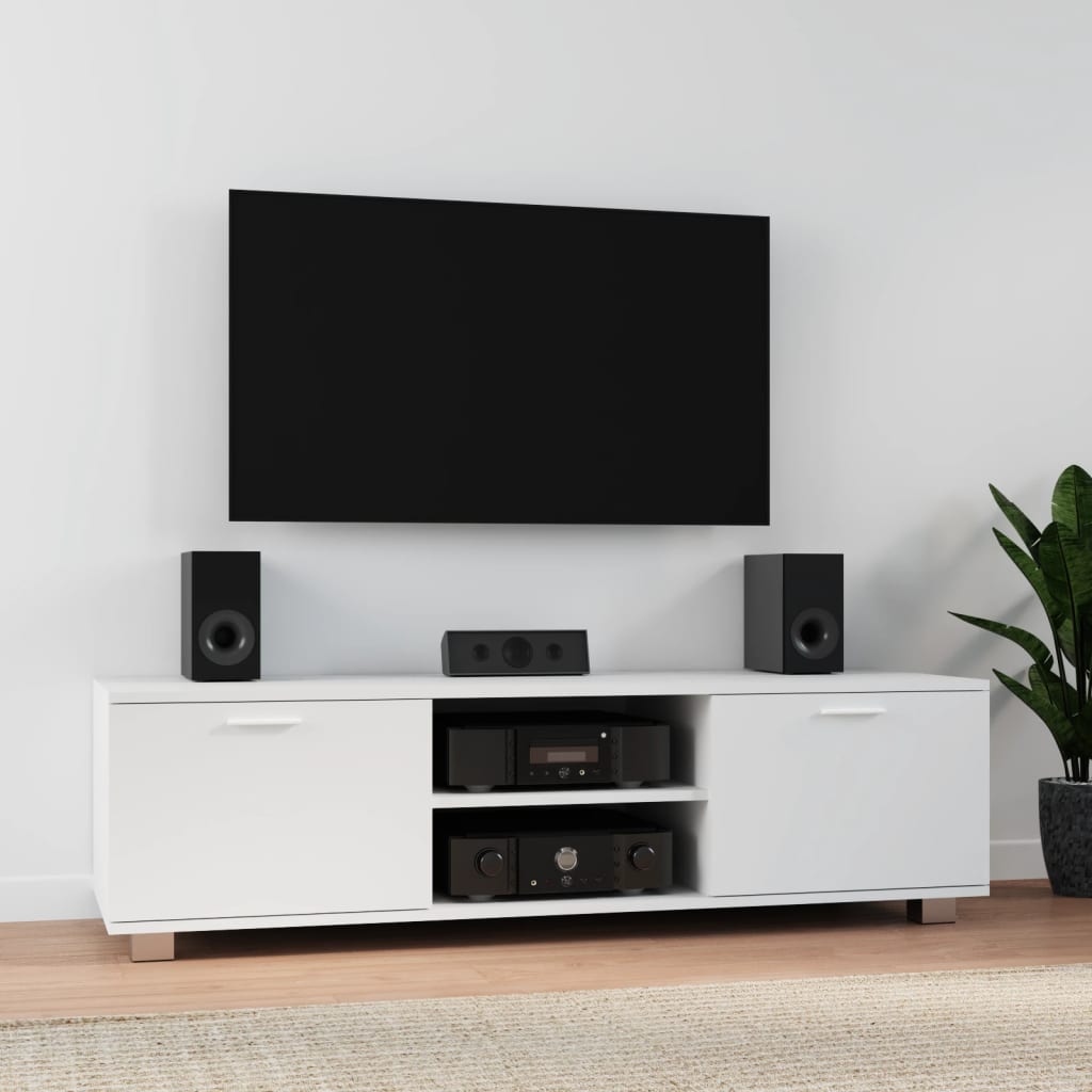 Comodă TV, alb, 140x40,5x35 cm, lemn prelucrat