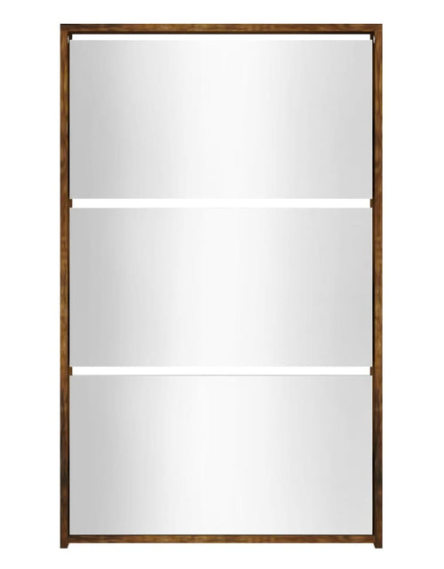 Загрузите изображение в средство просмотра галереи, Pantofar cu oglindă, 3 niveluri, Stejar fumuriu, 63x17x102,5 cm
