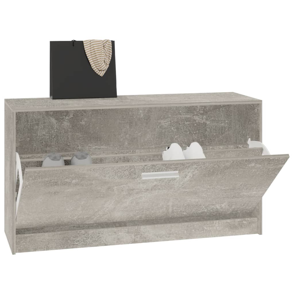 Bancheta pantofar, gri beton, 80x24x45 cm, lemn compozit