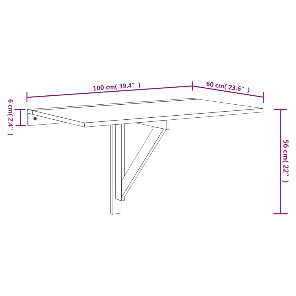 Masă de perete pliantă, gri beton, 100x60x56 cm, lemn compozit