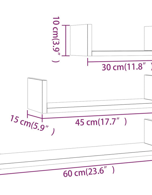 Загрузите изображение в средство просмотра галереи, Rafturi expunere de perete 3 buc. gri sonoma lemn prelucrat
