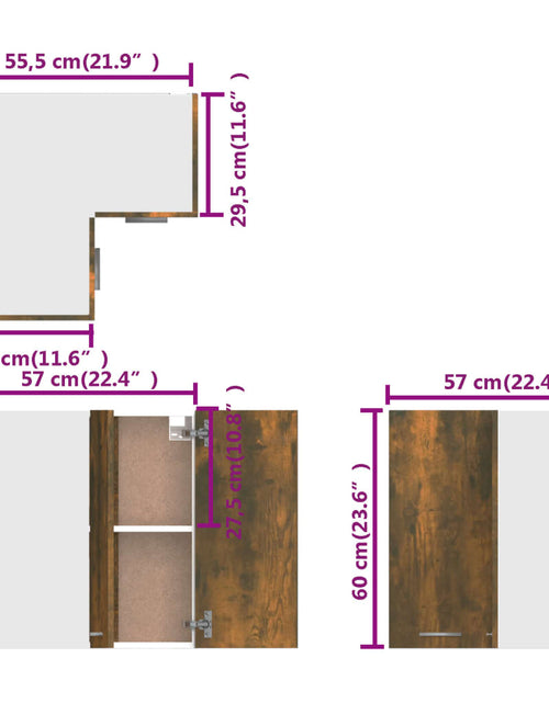 Încărcați imaginea în vizualizatorul Galerie, Dulap de colț suspendat, stejar fumuriu, 57x57x60 cm, lemn
