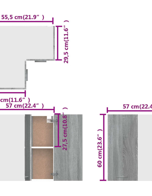 Загрузите изображение в средство просмотра галереи, Dulap de colț suspendat, gri sonoma, 57x57x60 cm lemn prelucrat
