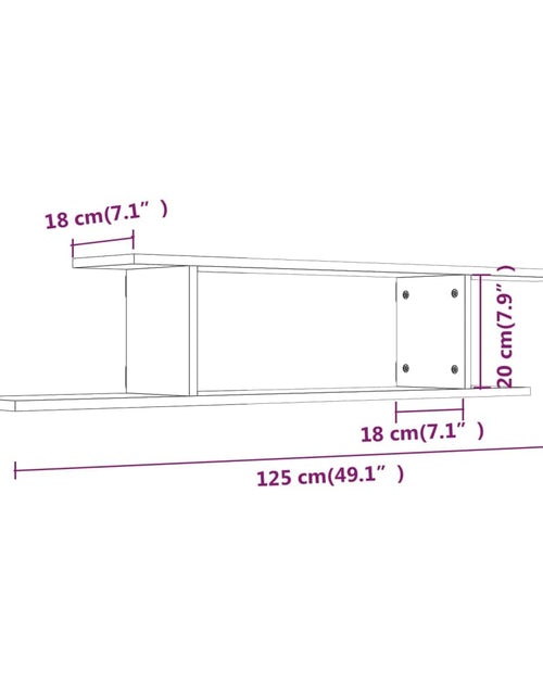 Загрузите изображение в средство просмотра галереи, Raft TV montat pe perete stejar fumuriu 125x18x23 cm lemn
