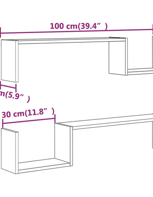Încărcați imaginea în vizualizatorul Galerie, Raft colț perete 2 buc. stejar maro 100x15x20 cm lemn prelucrat - Lando

