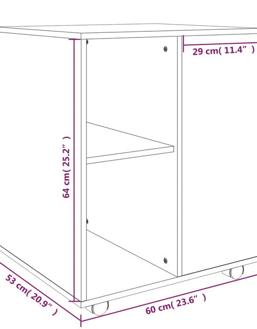 Încărcați imaginea în vizualizatorul Galerie, Dulap cu roți, stejar fumuriu, 60x53x72 cm, lemn prelucrat
