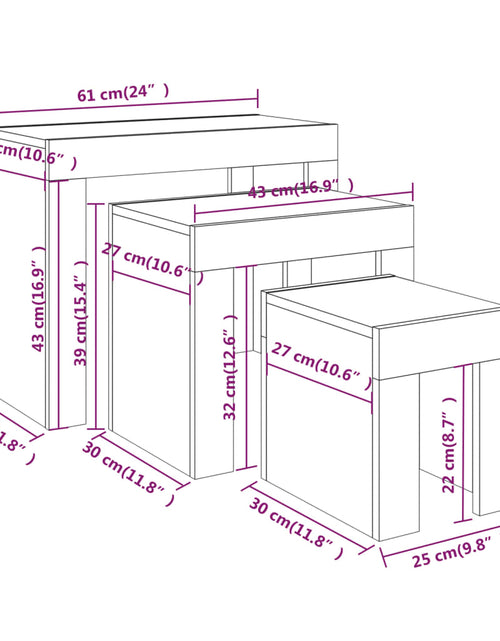 Încărcați imaginea în vizualizatorul Galerie, Mese suprapuse de cafea, 3 buc, sonoma gri, lemn prelucrat
