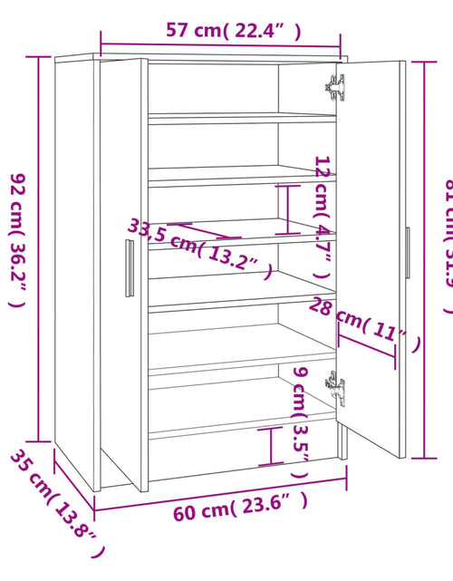 Încărcați imaginea în vizualizatorul Galerie, Pantofar, stejar fumuriu, 60x35x92 cm, lemn prelucrat
