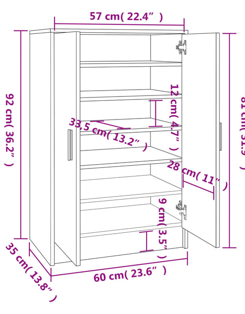 Încărcați imaginea în vizualizatorul Galerie, Pantofar, gri sonoma, 60x35x92 cm, lemn prelucrat
