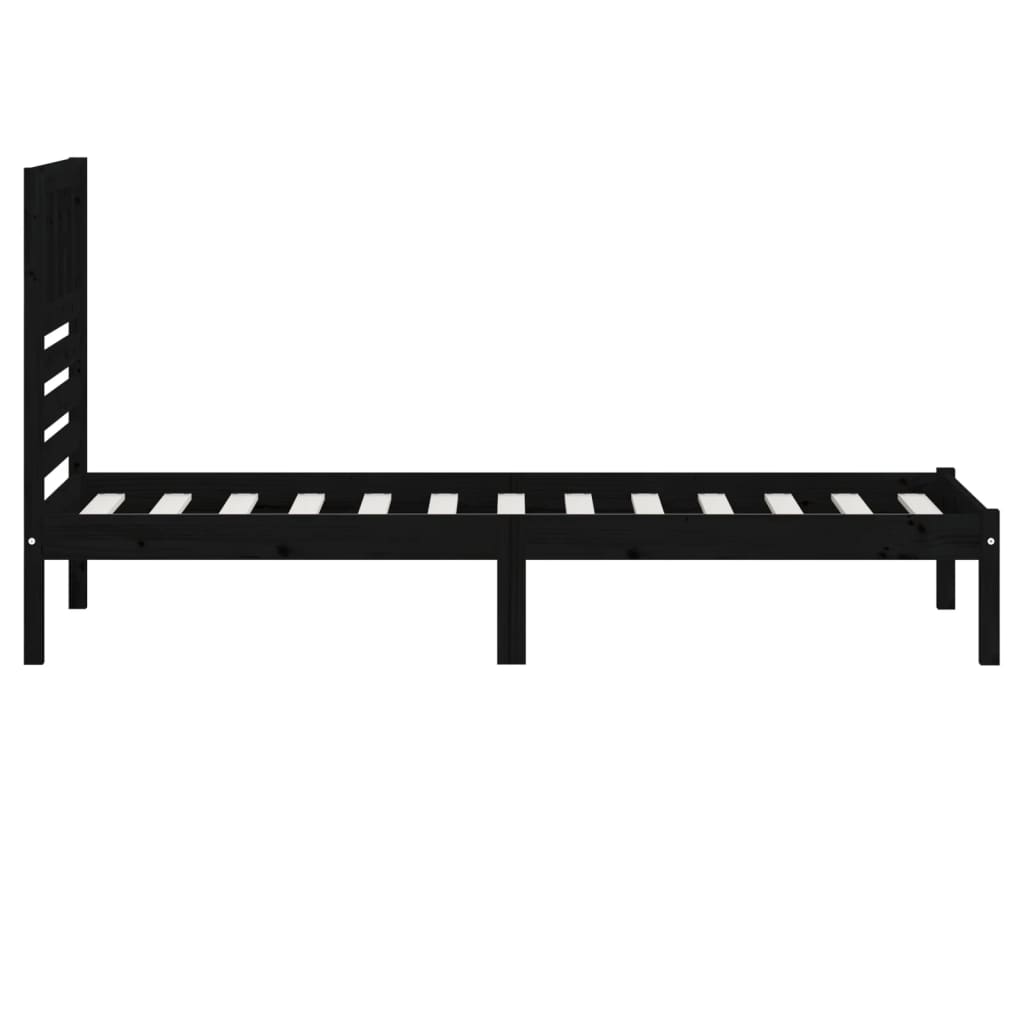 Cadru de pat, negru, 90x190 cm, single, lemn masiv de pin