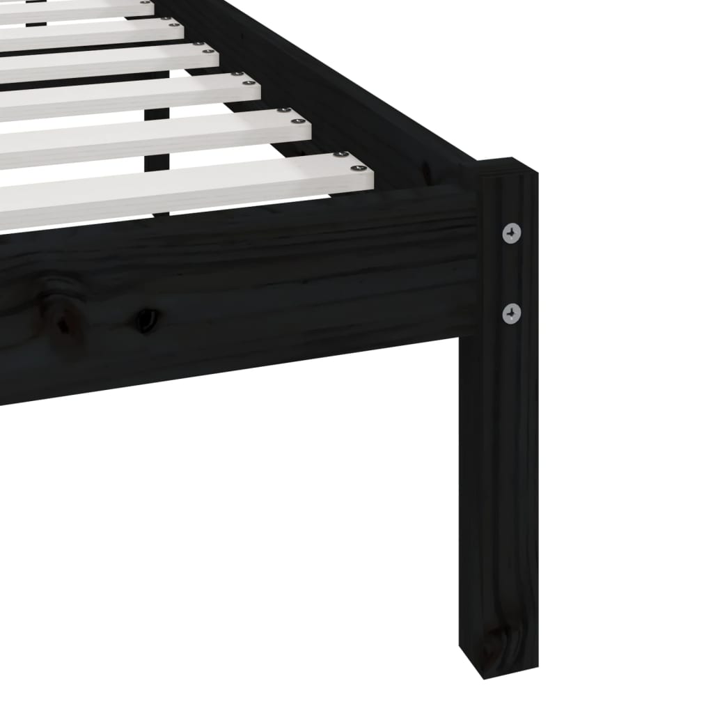 Cadru de pat, negru, 90x190 cm, single, lemn masiv de pin