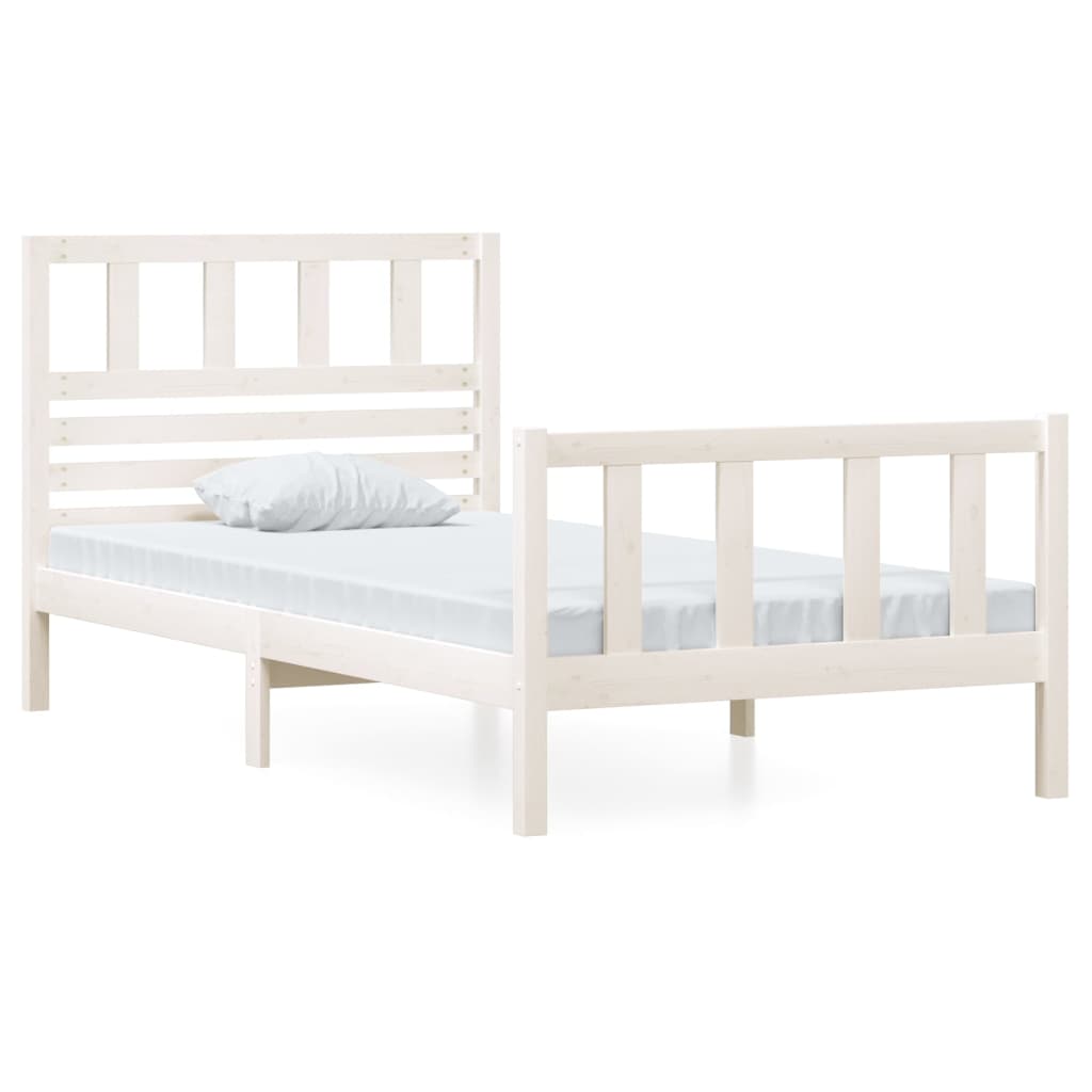 Cadru de pat, alb, 90x200 cm, lemn masiv