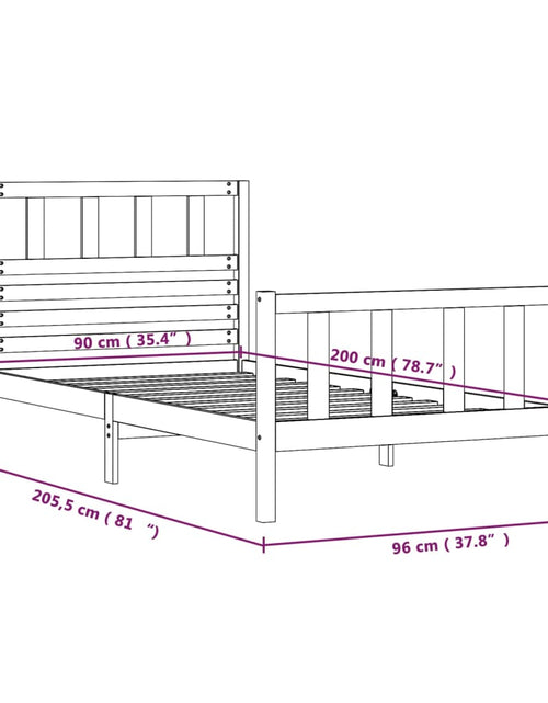 Загрузите изображение в средство просмотра галереи, Cadru de pat, alb, 90x200 cm, lemn masiv
