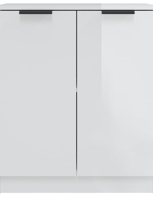 Загрузите изображение в средство просмотра галереи, Servantă, alb extralucios, 60x30x70 cm, lemn prelucrat
