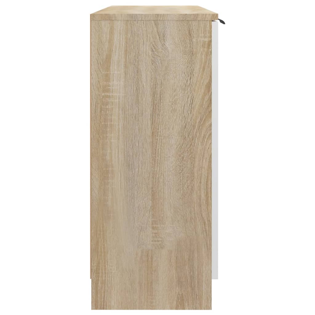 Servantă, alb și stejar sonoma, 90,5x30x70 cm, lemn prelucrat