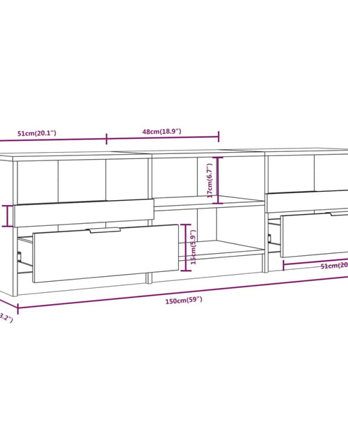 Încărcați imaginea în vizualizatorul Galerie, Comodă TV, stejar sonoma, 150x33,5x45 cm, lemn prelucrat
