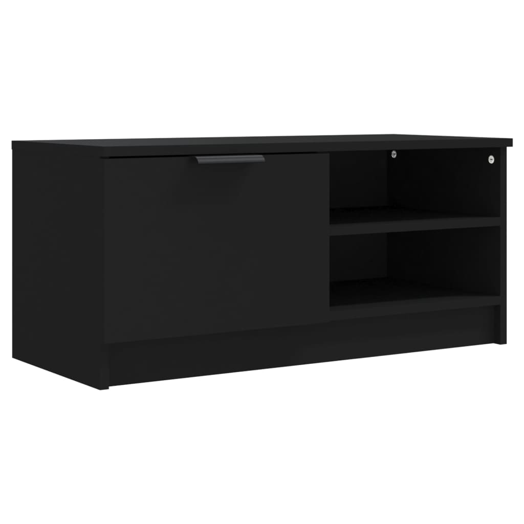 Comodă TV, 2 buc., negru, 80x35x36,5 cm, lemn prelucrat