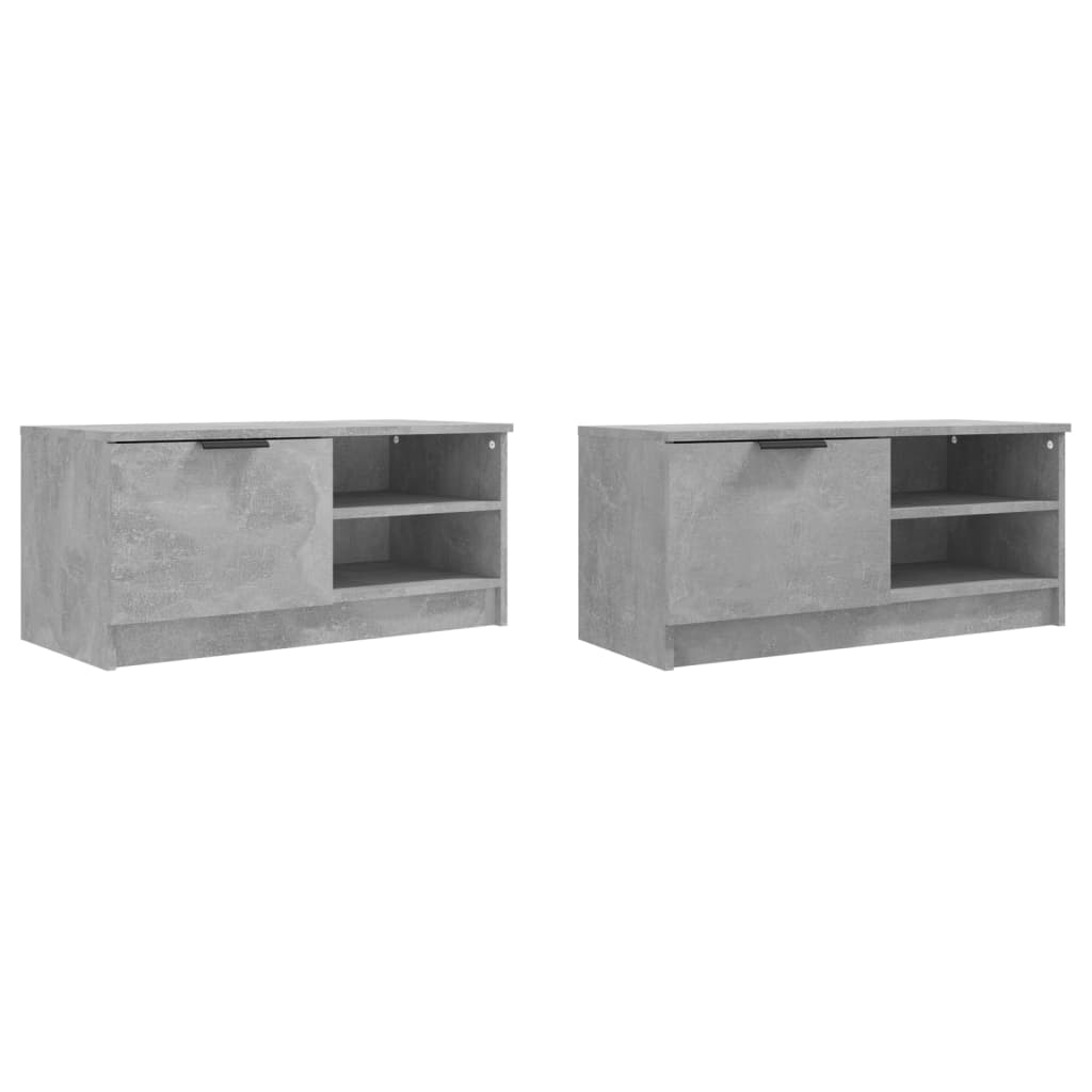 Comodă TV, 2 buc., gri beton, 80x35x36,5 cm, lemn prelucrat