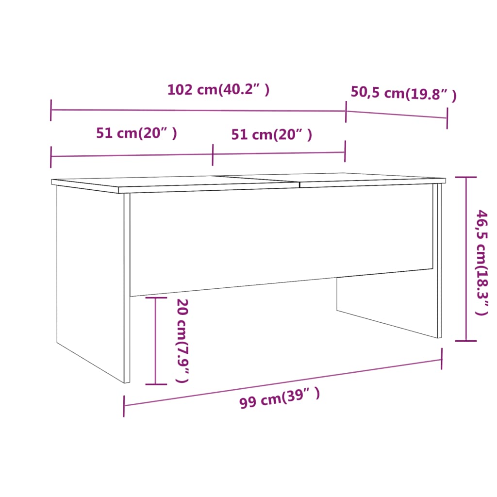 Măsuță de cafea alb extralucios 102x50,5x46,5 cm lemn prelucrat