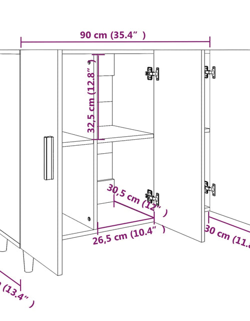 Загрузите изображение в средство просмотра галереи, Servantă, stejar maro, 90x34x80 cm, lemn compozit
