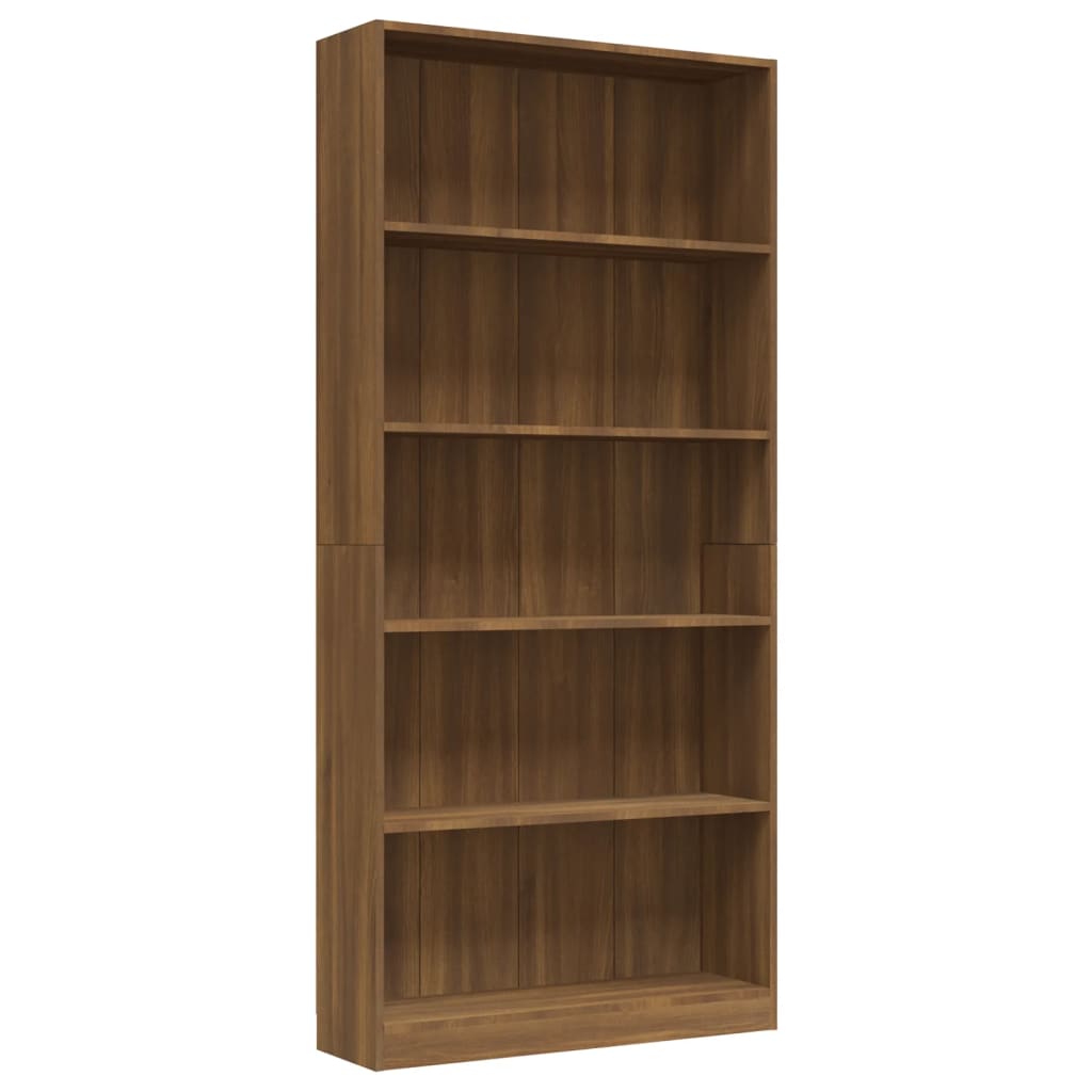 Bibliotecă 5 niveluri stejar maro 80x24x175 cm lemn compozit