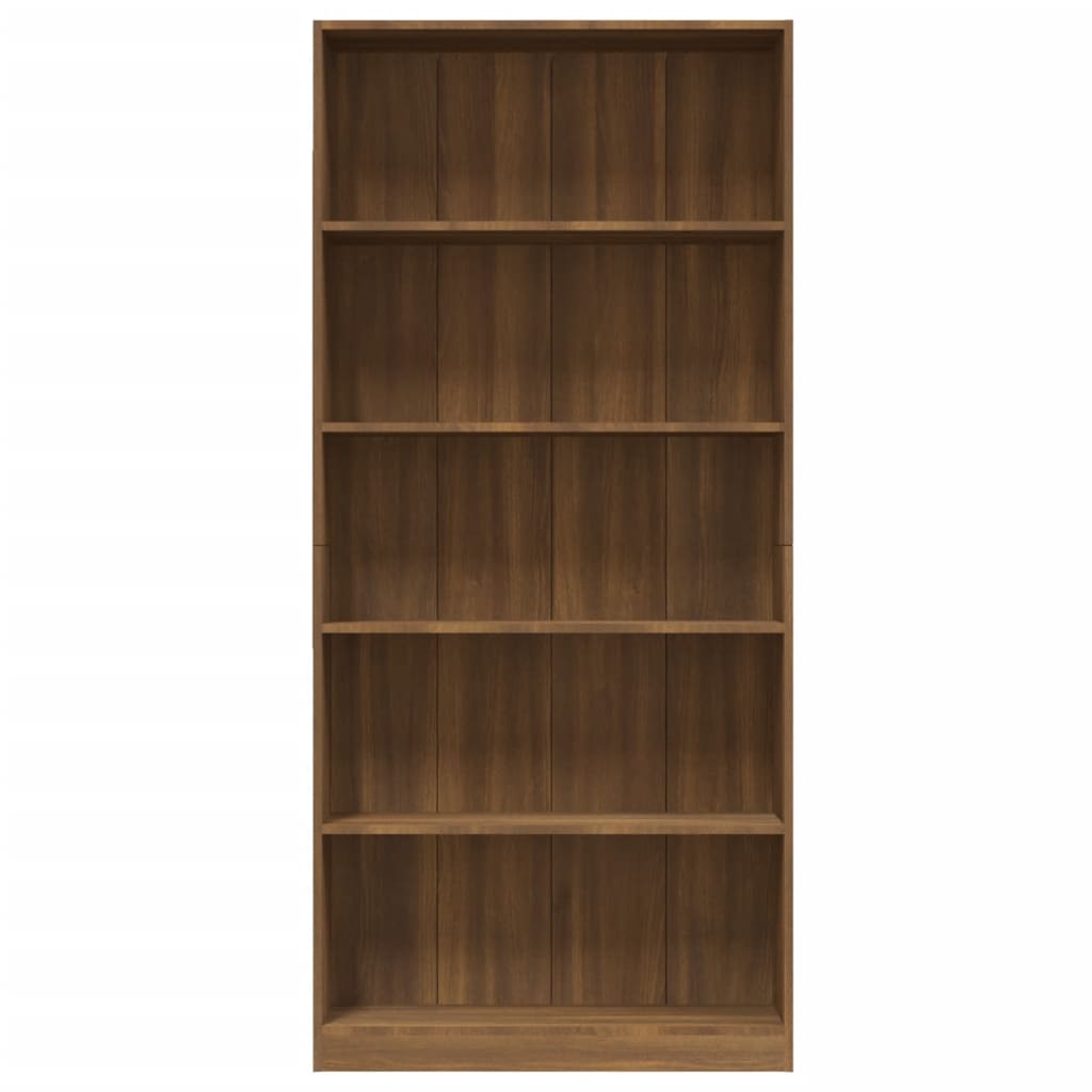 Bibliotecă 5 niveluri stejar maro 80x24x175 cm lemn compozit