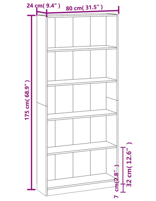 Încărcați imaginea în vizualizatorul Galerie, Bibliotecă 5 niveluri stejar maro 80x24x175 cm lemn compozit
