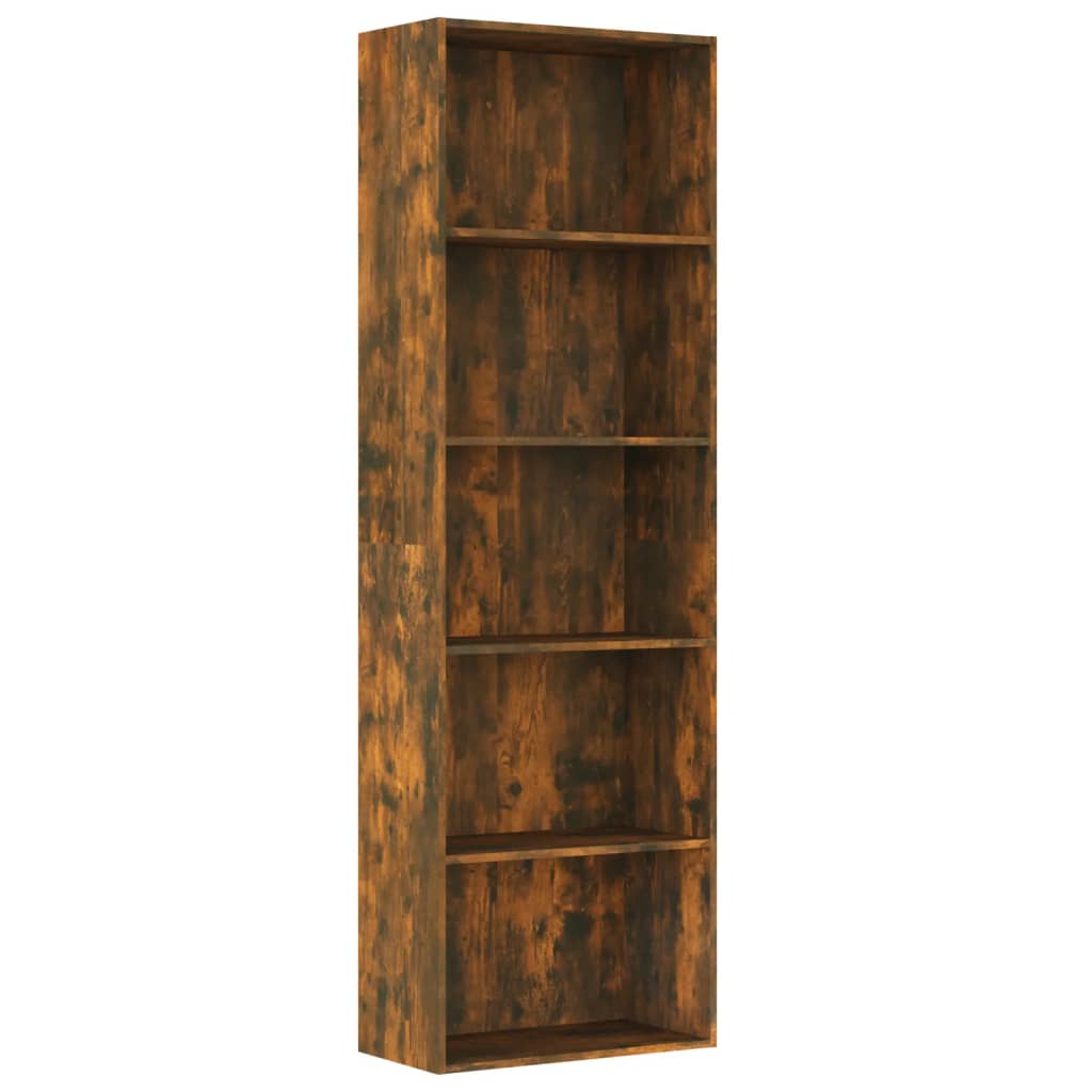 Bibliotecă 5 niveluri stejar fumuriu 60x30x189 cm lemn compozit