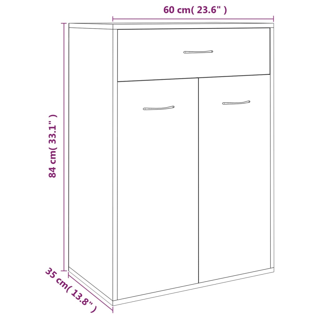 Pantofar, gri sonoma, 60x35x84 cm, lemn compozit