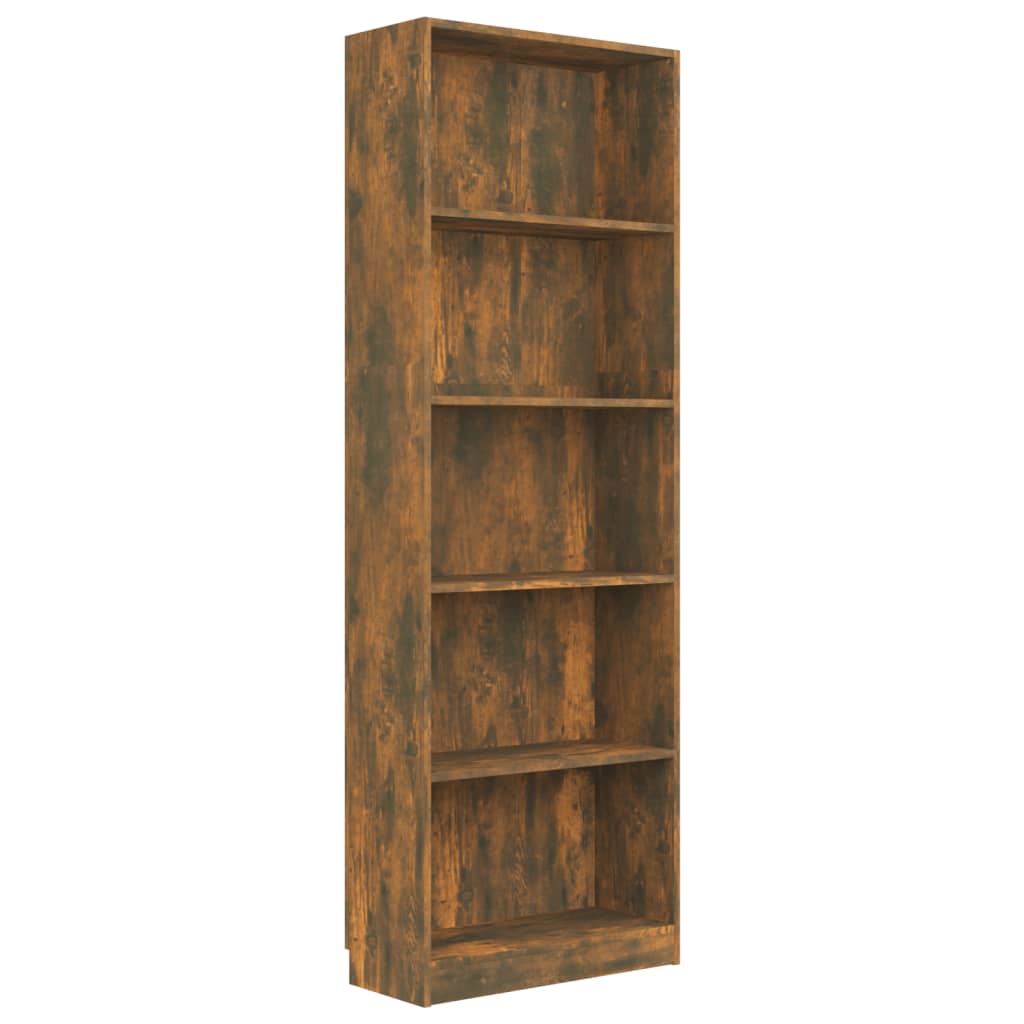 Bibliotecă 5 niveluri stejar fumuriu 60x24x175 cm lemn compozit