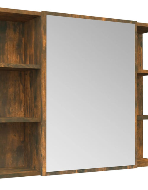 Încărcați imaginea în vizualizatorul Galerie, Dulap baie cu oglindă stejar fumuriu 80x20,5x64cm lemn compozit
