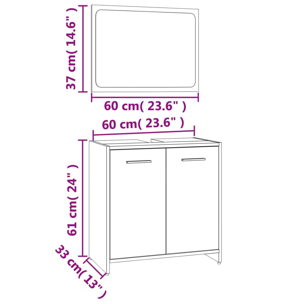 Set de mobilier de baie, stejar maro, lemn prelucrat