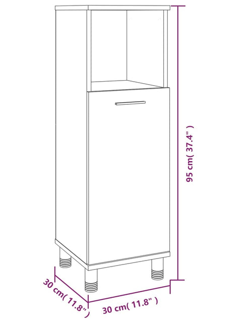 Загрузите изображение в средство просмотра галереи, Dulap de baie, gri sonoma, 30x30x95 cm, lemn prelucrat
