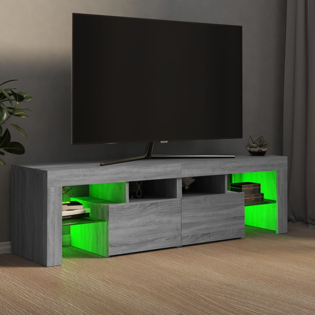 Comodă TV cu lumini LED, gri sonoma, 140x36,5x40 cm - Lando