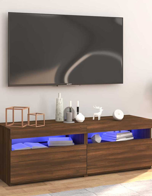 Încărcați imaginea în vizualizatorul Galerie, Comodă TV cu lumini LED, stejar maro, 120x35x40 cm
