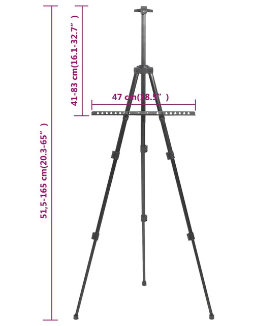 Încărcați imaginea în vizualizatorul Galerie, Șevalet de expunere reglabil, negru, metal
