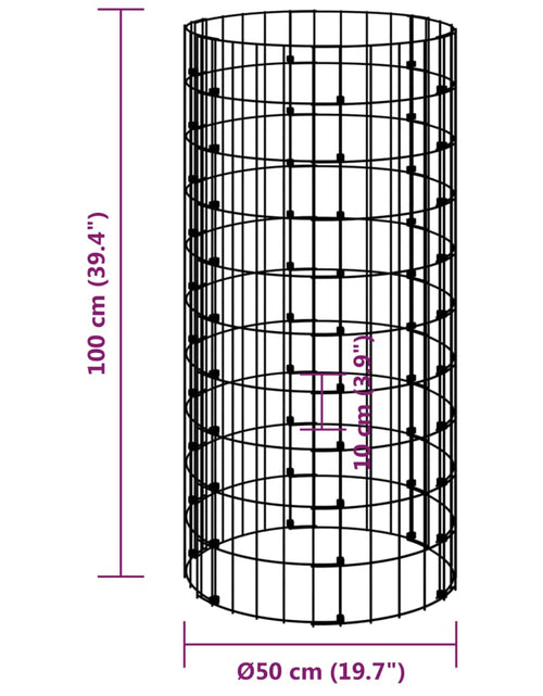 Загрузите изображение в средство просмотра галереи, Stâlp de gabion, Ø50x100 cm, oțel galvanizat, circular
