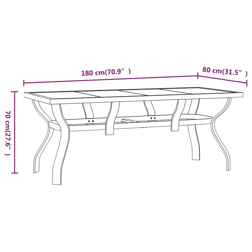 Set de servit masa pentru grădină, 5 piese, negru