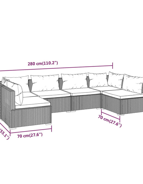 Загрузите изображение в средство просмотра галереи, Set mobilier de grădină cu perne, 6 piese, maro, poliratan
