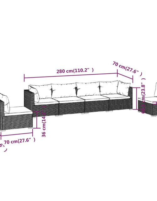 Загрузите изображение в средство просмотра галереи, Set mobilier de grădină cu perne, 6 piese, maro, poliratan
