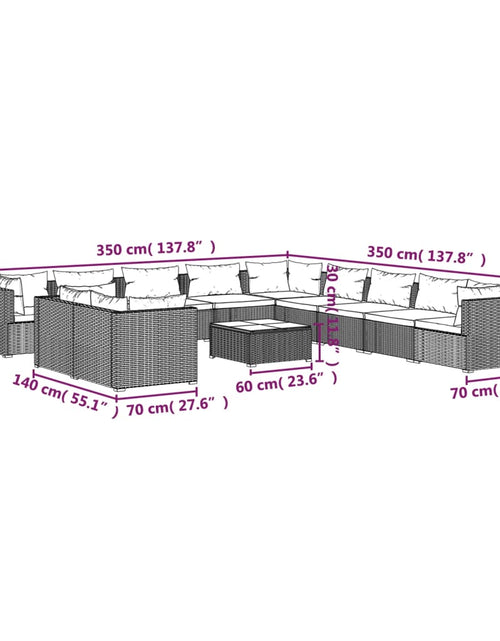 Încărcați imaginea în vizualizatorul Galerie, Set mobilier de grădină cu perne, 12 piese, maro, poliratan
