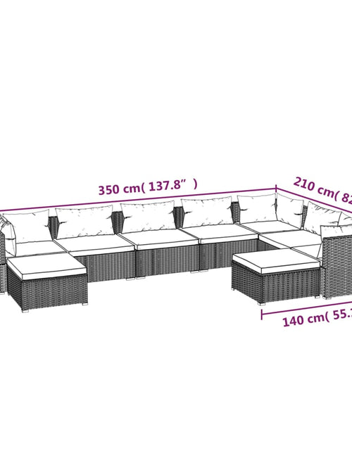 Загрузите изображение в средство просмотра галереи, Set mobilier de grădină cu perne, 9 piese, maro, poliratan
