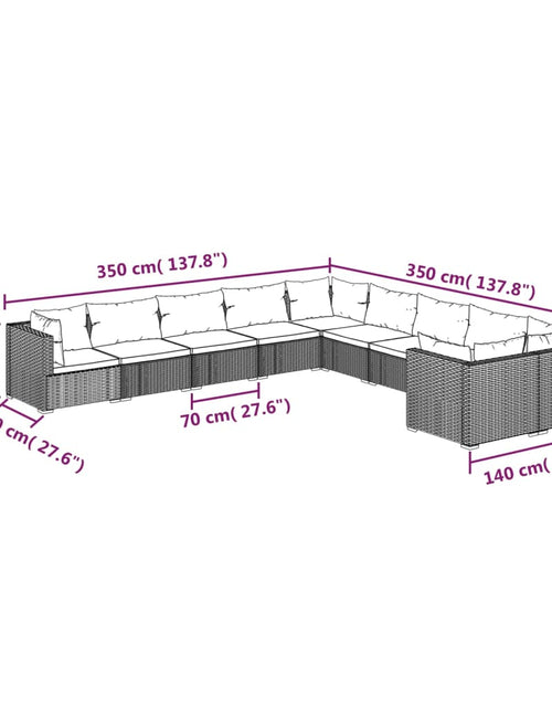 Încărcați imaginea în vizualizatorul Galerie, Set mobilier de grădină cu perne, 10 piese, maro, poliratan
