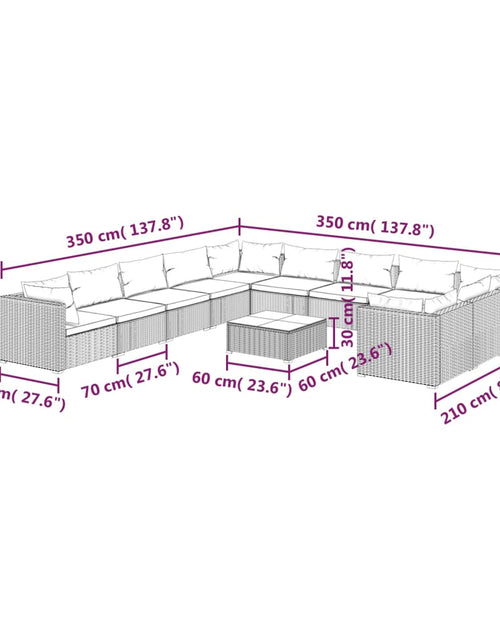 Загрузите изображение в средство просмотра галереи, Set mobilier de grădină cu perne, 12 piese, negru, poliratan - Lando
