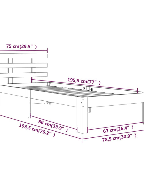 Încărcați imaginea în vizualizatorul Galerie, Cadru de pat mic single, alb, 75x190 cm, lemn masiv
