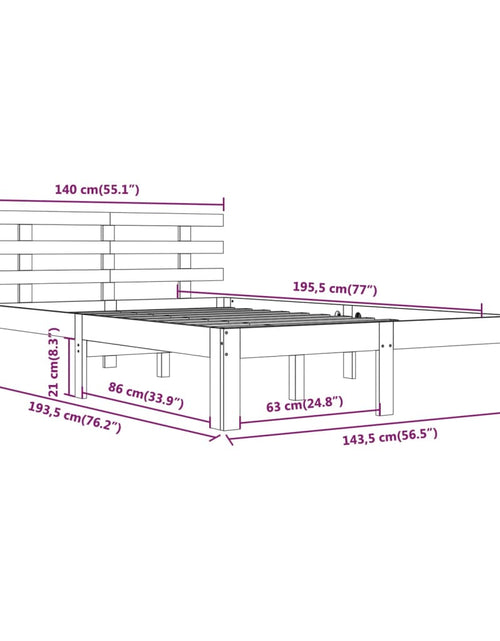 Încărcați imaginea în vizualizatorul Galerie, Cadru de pat, 140x190 cm, lemn masiv de pin
